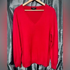 LORD & TAYLOR Cashmere Woman V Neck Long Sleeve Sweater Shirt Top RED size 1X